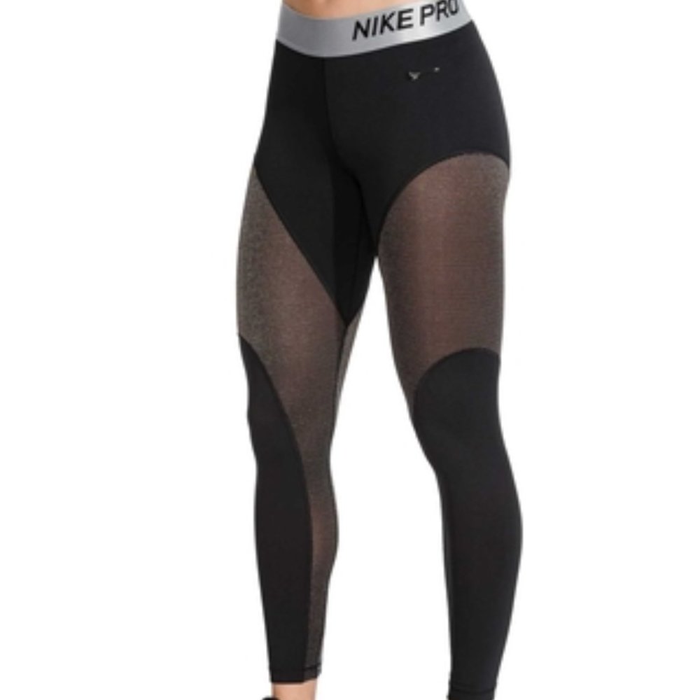 Nike Pro women's dri fit black warm tights w/ gold